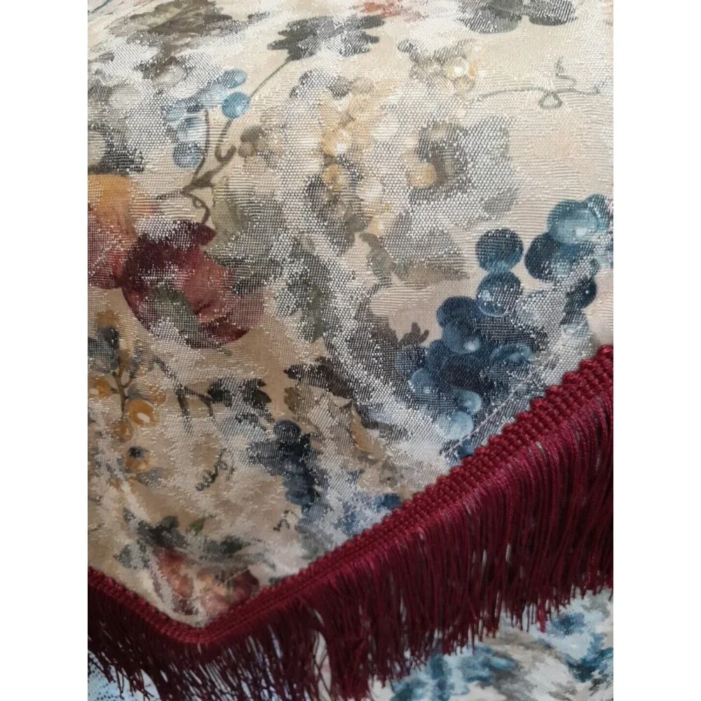 2 Vintage Fall Friut Design Table Runners With Red Fringe 72